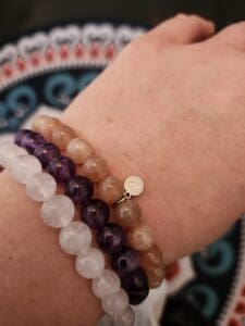 Stack of crystal bracelets 
