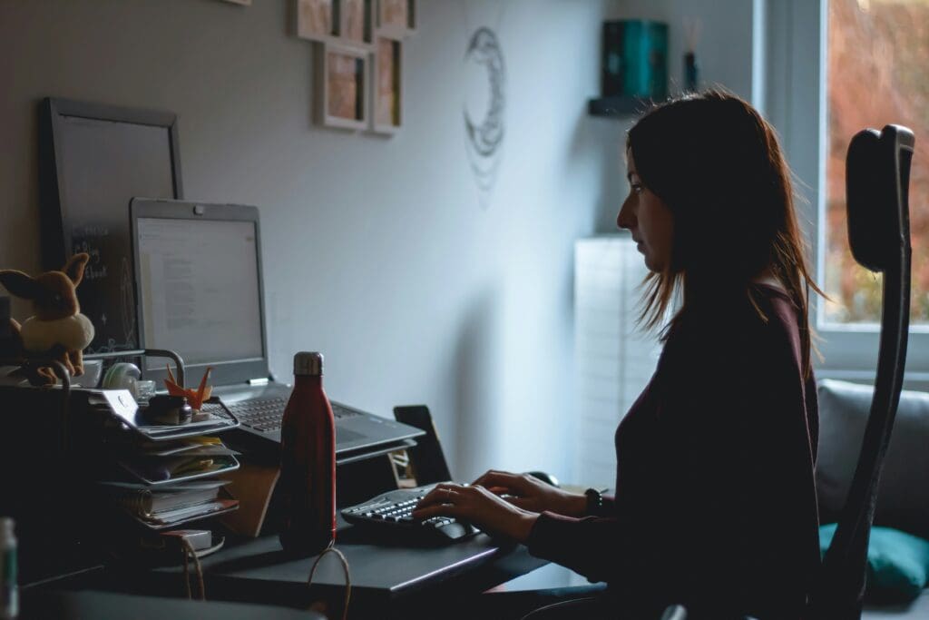 Woman writing her website copy 